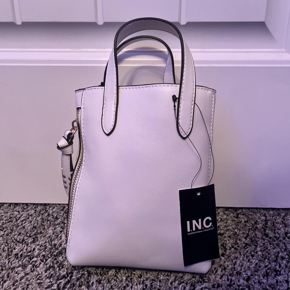 INC International Concepts White Tote Bag with Structured Design